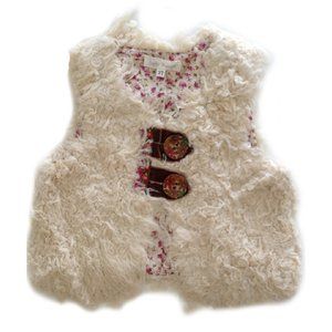 Baby Sara Little Girl Faux Fur Vest Ivory